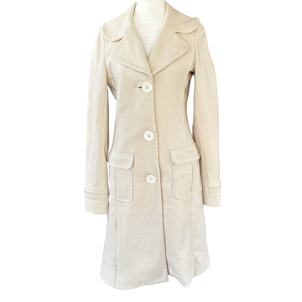 Tocca Women's 6 Wool Blend Dress Coat Silk Lined Cream Ivory Tailored Classic